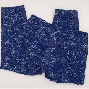 Athleta Chaturanga Capri Leggings Blue Zebra Print